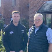 Leighton Edwards (left) and Cllr Terry Evans (right) in Chirk.