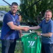 Lawrence Wilson (right) is the new manager of Llansantffraid Football Club.