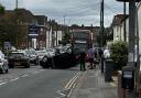 Person taken to hospital after overturned car