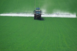 Fertiliser being sprayed on crops in France