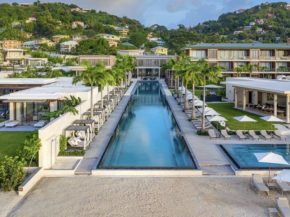 aerial view of silversands grenada with beach view