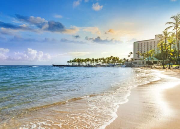 the beach at the caribe hilton