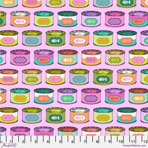 Tabby Road Deja Vu fabric: Cat Snacks, Electroberry | 