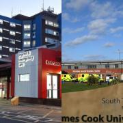The University Hospital of North Tees in Stockton, left, and right, The James Cook University Hospital