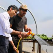 Rishi Sunak helps out in the Northdale Nursery