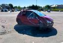 A car has been left damaged in Swannery car park in Weymouth