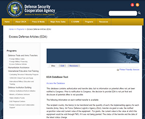 Excess Defense Articles Database Tool Cover