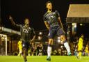 Jumping for joy - Southend United skipper Nathan Ralph (right) celebrates putting Blues in front