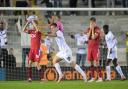 Late winner - Nick Haughton celebrates his late goal