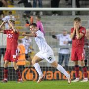 Late winner - Nick Haughton celebrates his late goal