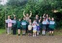 Louise Creed, Ryan Stevens, Tracey Hearth and Lucy Batt with pupils from Albert Pye Community Primary School in Beccles. Picture: Albert Pye Community Primary School