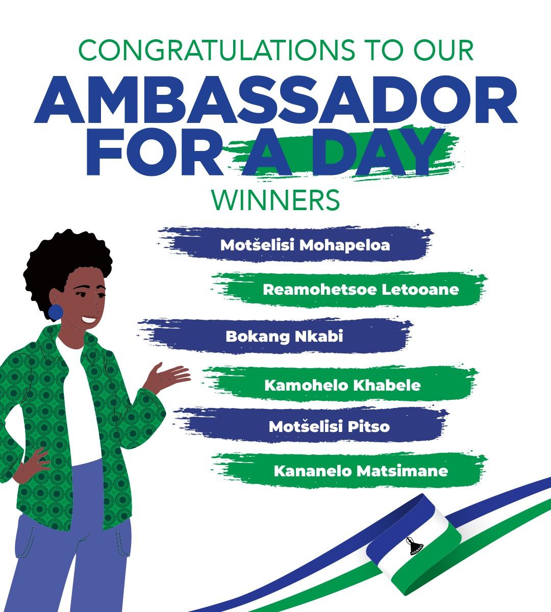 Ambassador For A Day Lesotho winners poster