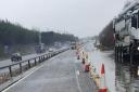 Repairs to flood damage has caused congestion since February 22 on the A14 eastbound