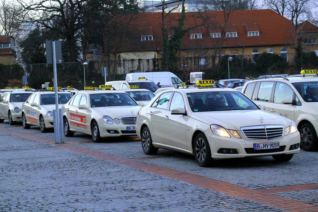 Taxis line up at an event in Berlin. 2011 [Taxi Berlin/Flickr]