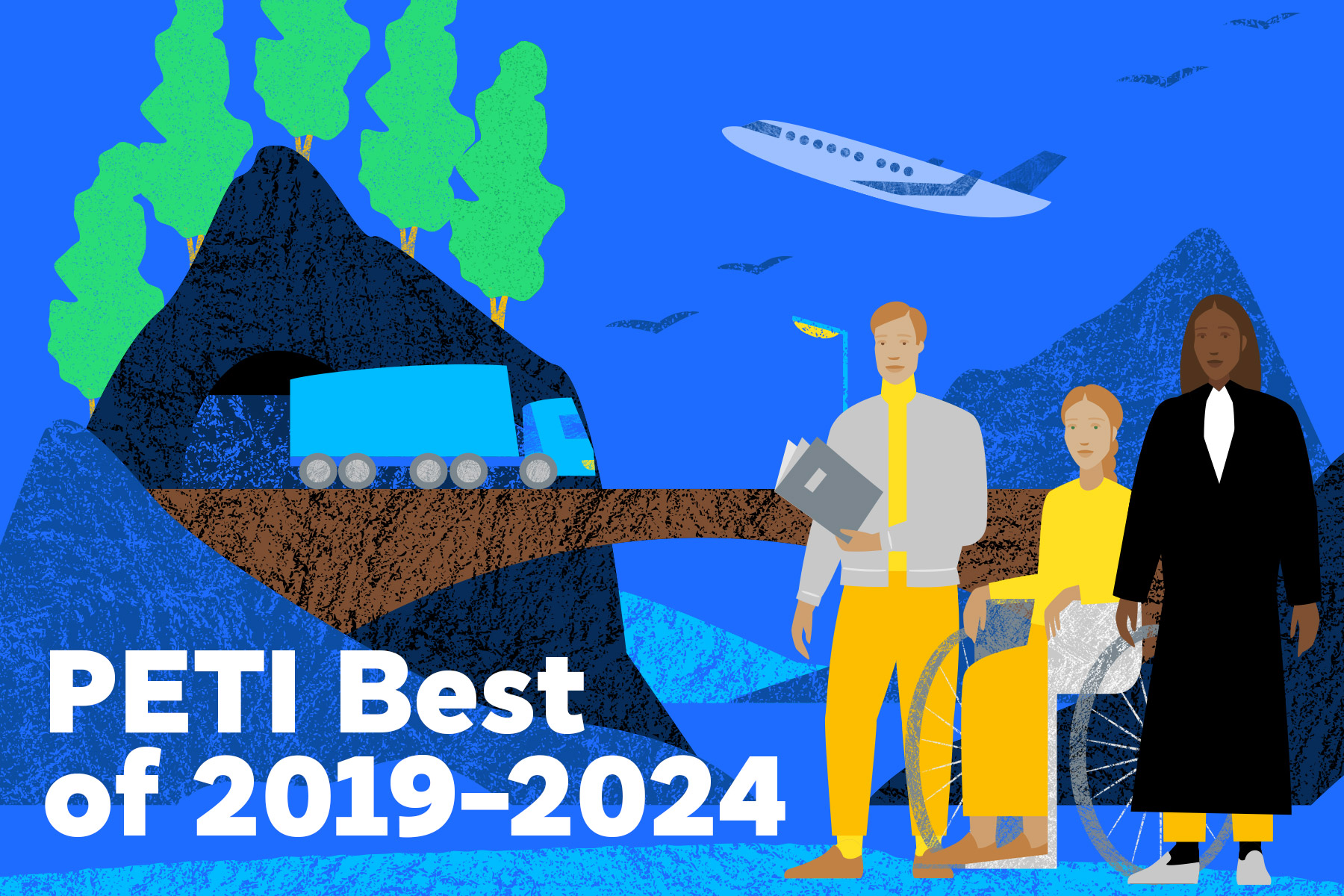 Topics for PETI Best of 2019-2024 such as climate-trees, aeroplane, trucks, schoolteacher, disabled, judge, working conditions, environment