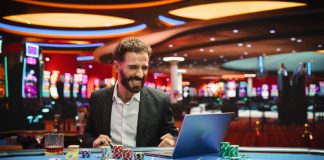 Man playing in online casino