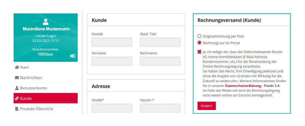 Erklärungsbilder Aktivierung Online Rechnung