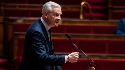 Bruno Le Maire, le ministre de l'Economie, à l'Assemblée nationale, à Paris, le 29 avril 2024. (ANDREA SAVORANI NERI / NURPHOTO / AFP)