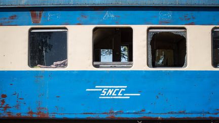 Vieux train de la Société congolaise des chemins de fer (SNCC) à Kisanfu, le 31 mai 2015. (FEDERICO SCOPPA / AFP)