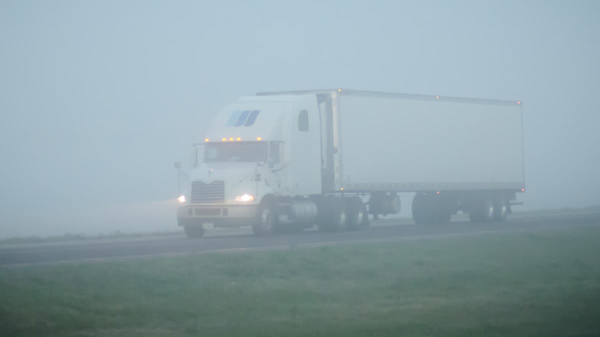 Truck in fog