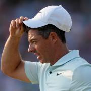 Rory McIlroy reacts after missing a putt on the 18th hole during the final round of the US Open (Matt York/AP)