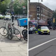 Police in Stoke Newington High Street after a shooting