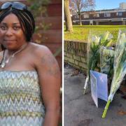 Flowers were left close to the police cordon after the fatal shooting of Lianne Gordon