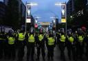 Police outside the UEFA Champions League final at Wembley Stadium on Saturday (June 1)