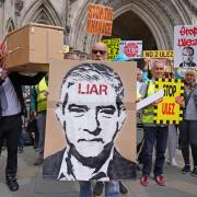 Protesters outside the High Court against the ULEZ expansion