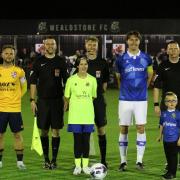 Wealdstone captain Jack Cook lines up ahead of the game against Woking. Image: Jon Taffel