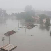 A flood-hit area in Sinuiju city, North Phyongan province, North Korea (Korean Central News Agency/Korea News Service/AP)