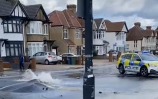 The water main burst in Kenton Road on Monday (August 7)