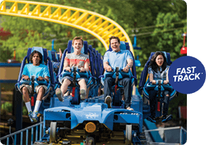 Front row of SkyRush with Fast Track badge