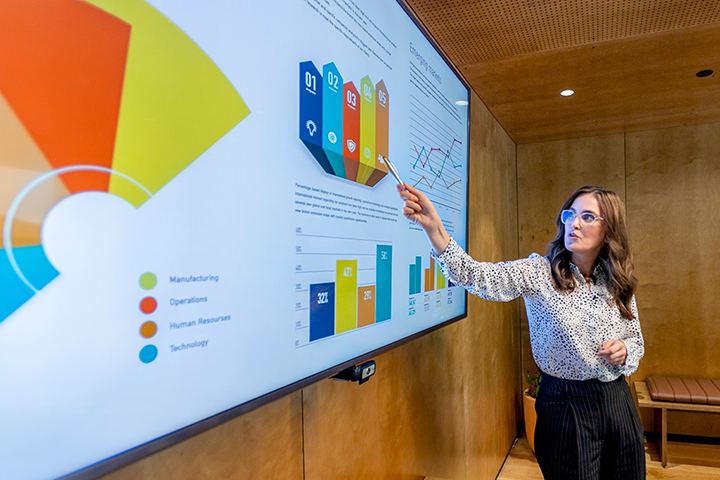 Person pointing at diagram on a whiteboard