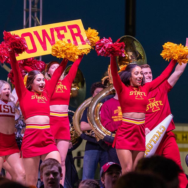 Cheerleaders at the homecoming pep rally.