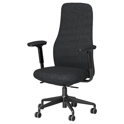 GRÖNFJÄLL Office chair with armrests, Letafors gray/black