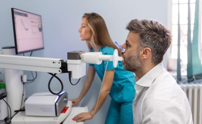 Man doing a Pulmonary Function Test/Spirometry