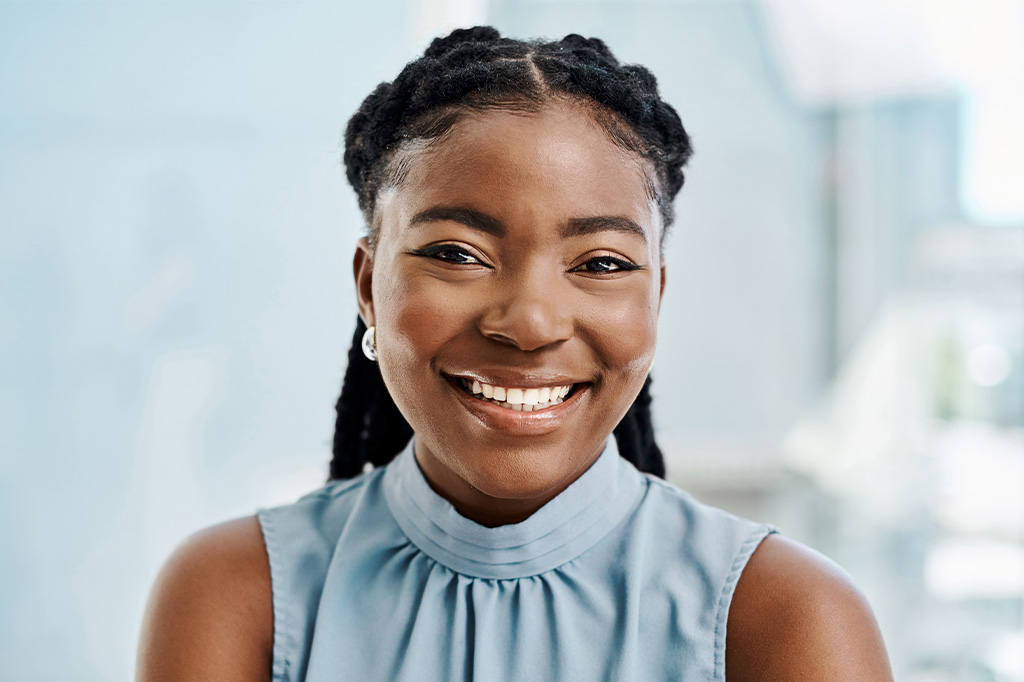 A smiling young woman