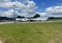 The production has set up camp on the inner field of Worcester Racecourse