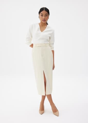 Iman Tailored Column Midi Skirt