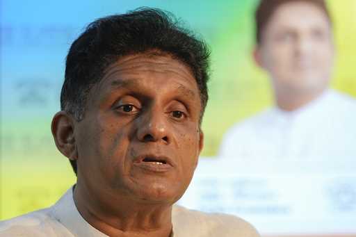 Opposition leader and the presidential candidate of United People's Power Sajith Premadasa speaks d…