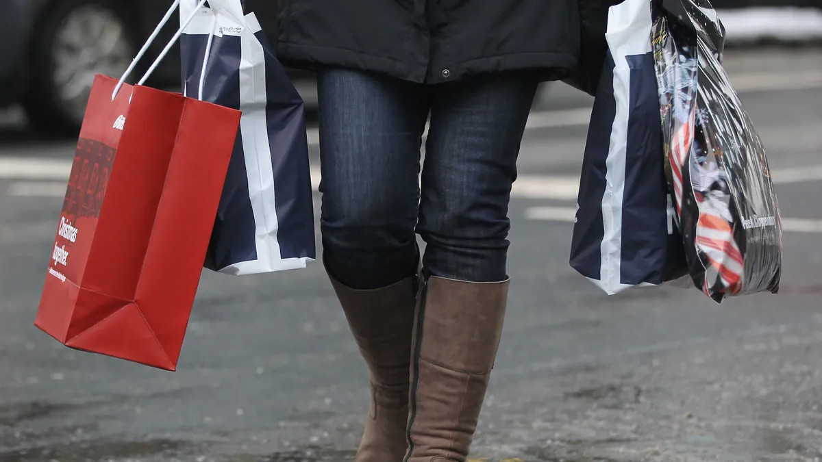 Shopper carries purchases