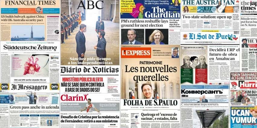 Unes de presse du 16 septembre 2021