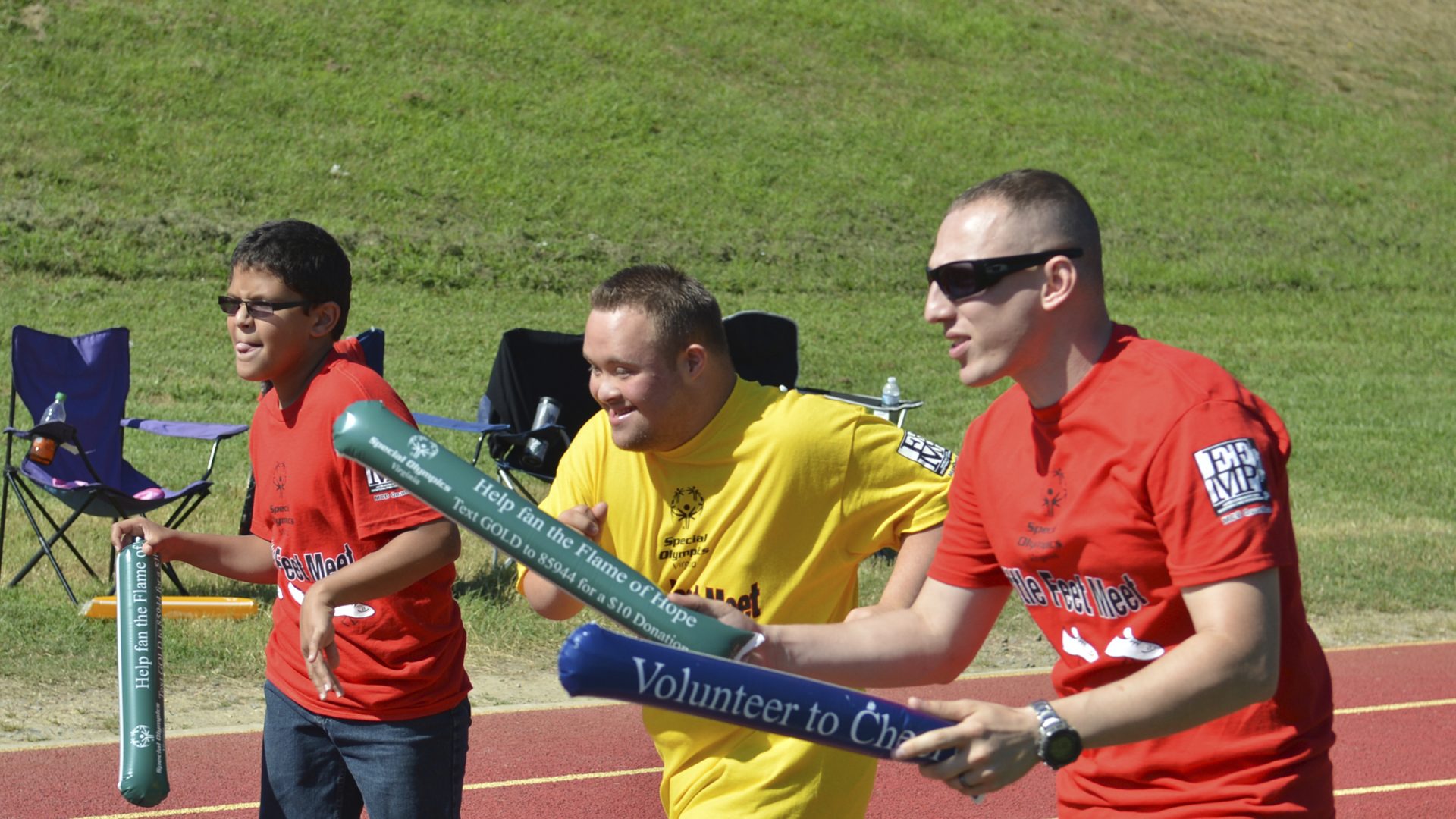 Special Olympics participant runs during a track and field event