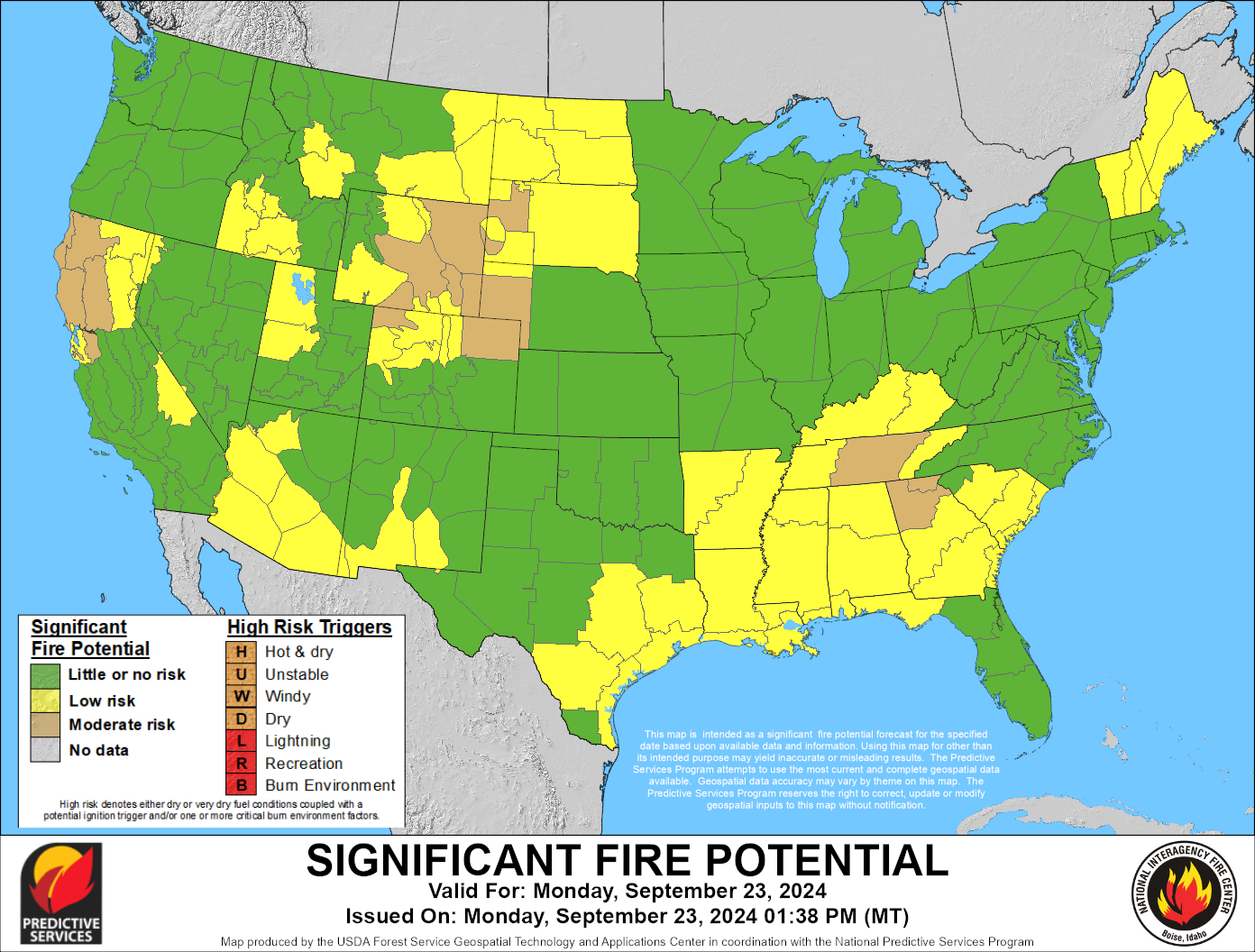 Current Fire Potential - Click for NIFC All Fire Potential Outlooks