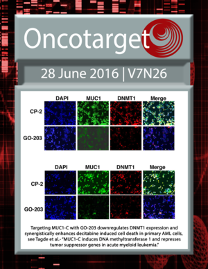 Journal Cover for Oncotarget V7N26