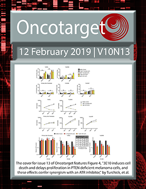 Journal Cover for Oncotarget V10N13