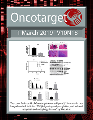 Journal Cover for Oncotarget V10N18