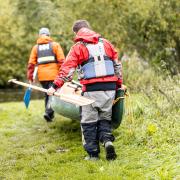 Paddlers joining the River Tweed at Peebles. Photo: Marc Marshall