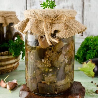 Салат из баклажанов с чесноком и зеленью (на зиму) - рецепт с фото